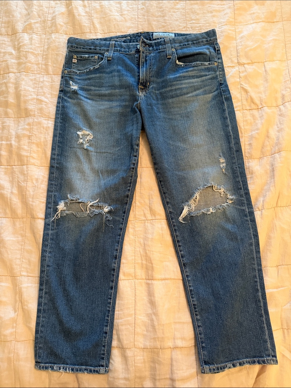 Ag Adriano Goldschmied Distressed ex-boyfriend slim jeans size 32